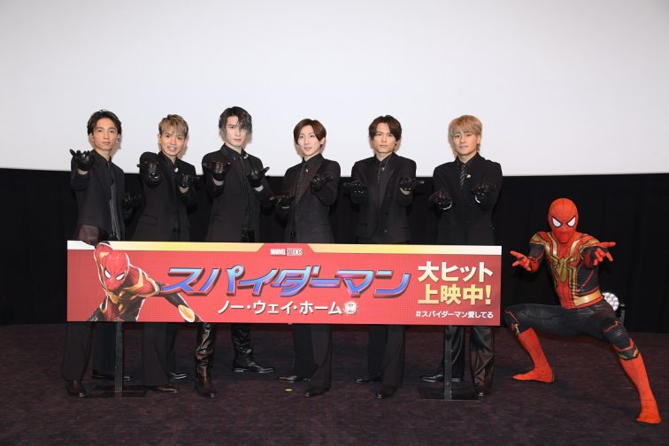 SixTONES上映後サプライズ登壇で会場熱狂！ 日本語吹替版主題歌「Rosy」を映画館で初生披露！ 全員で「スパイダーマン愛してる！」