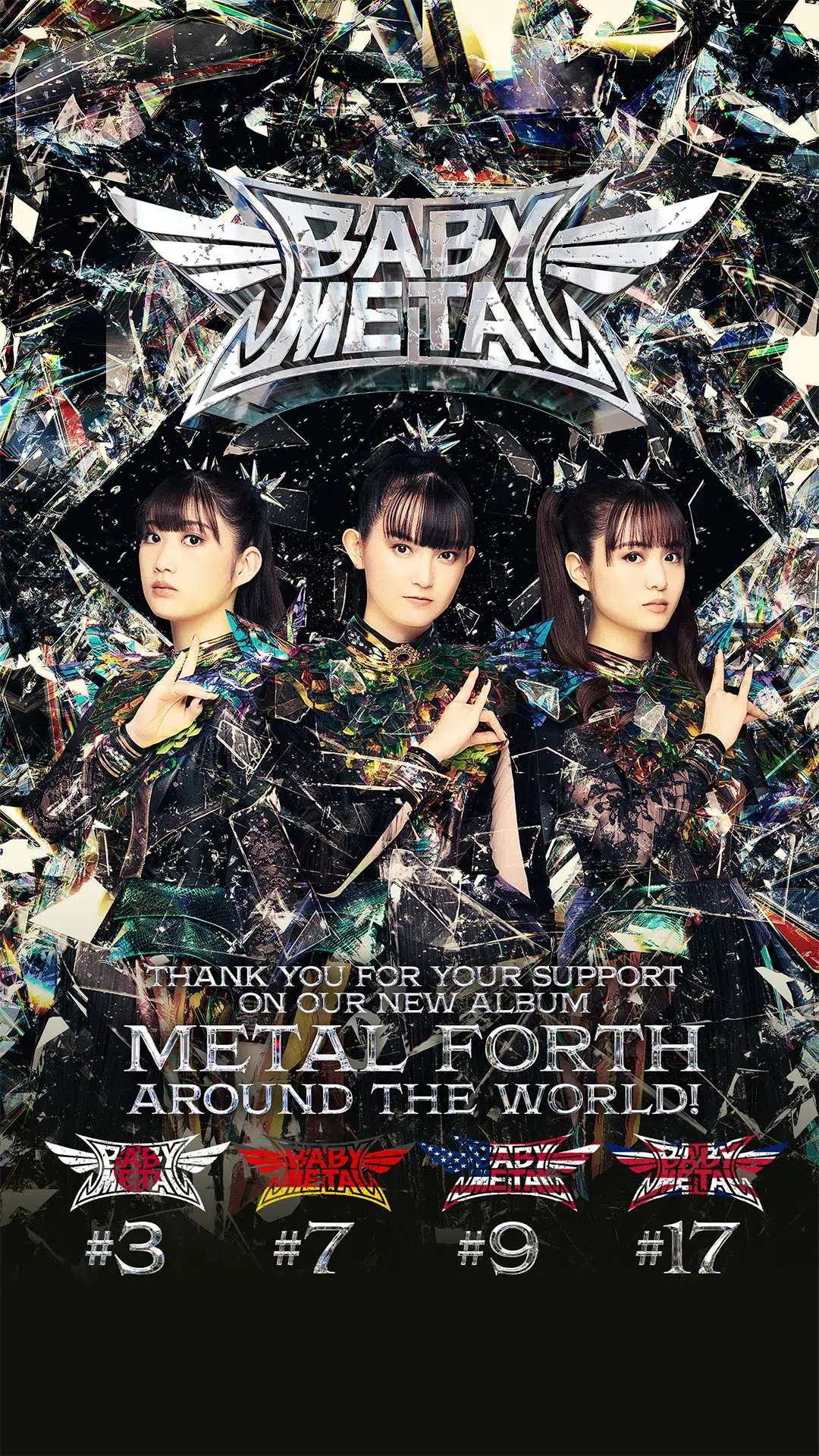 結成15周年アニバーサリーイヤー BABYMETAL ニューアルバム「METAL FORTH」が全米総合アルバムチャート（Billboard 200）で初登場９位を記録！！ 日本人グループとしては史上初のTOP10入り！！