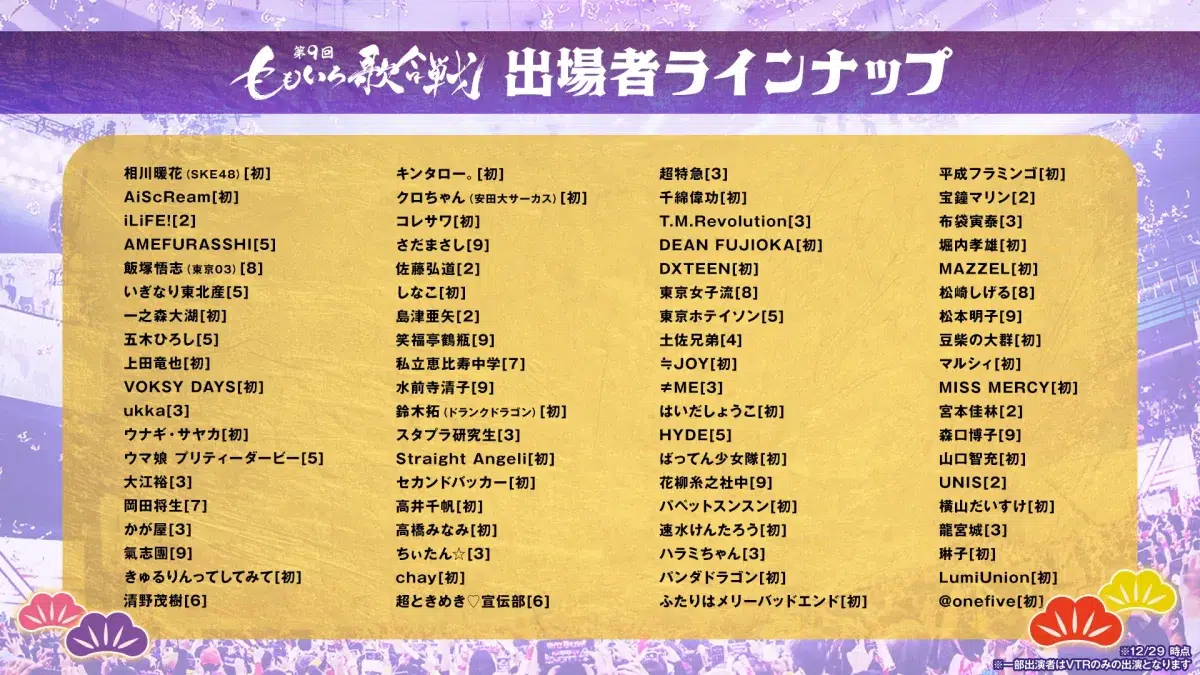 【第9回ももいろ歌合戦】T.M.Revolution＆超とき宣が追加決定、タイムテーブル・曲順と組分けも発表！ABEMAで大晦日無料生放送✨