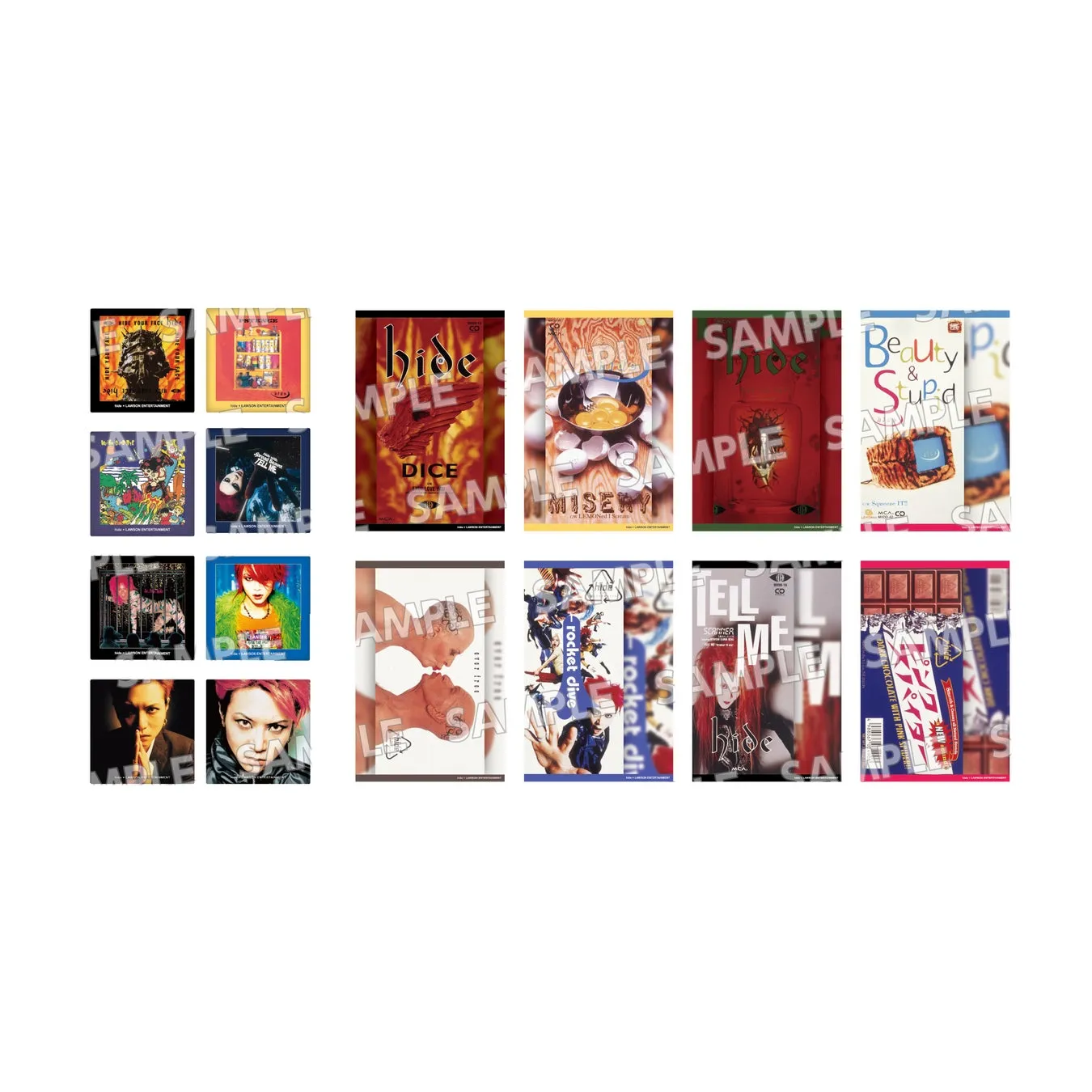 hide生誕60周年&『PSYENCE』30周年記念!ローソン限定「hideくじ 2026」でファン垂涎の豪華景品をゲット! 6 様々な音楽アルバムのジャケットが並んだ画像。hideのアルバムが複数含まれている。