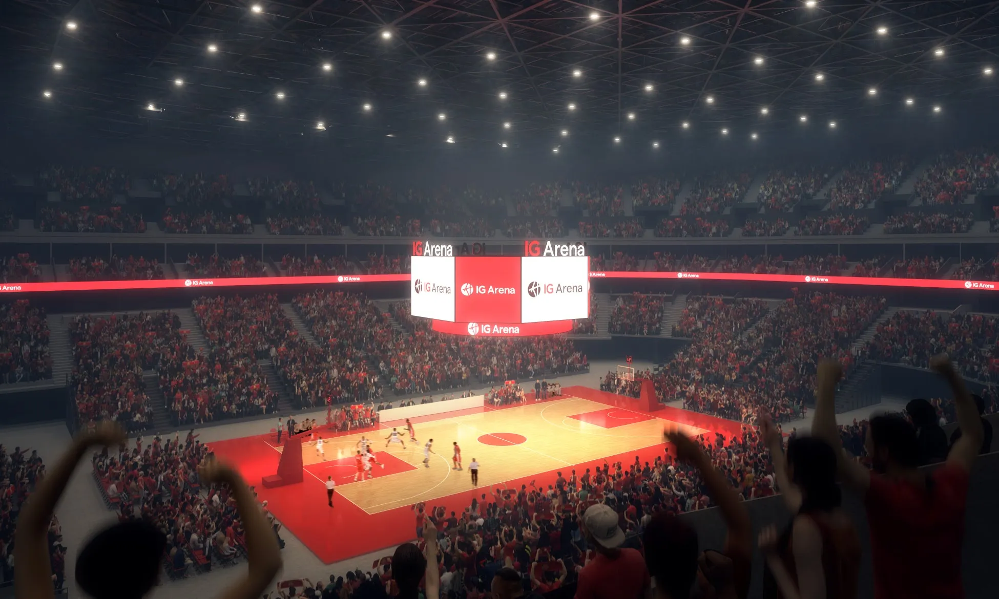 IGアリーナでのバスケットボール試合風景