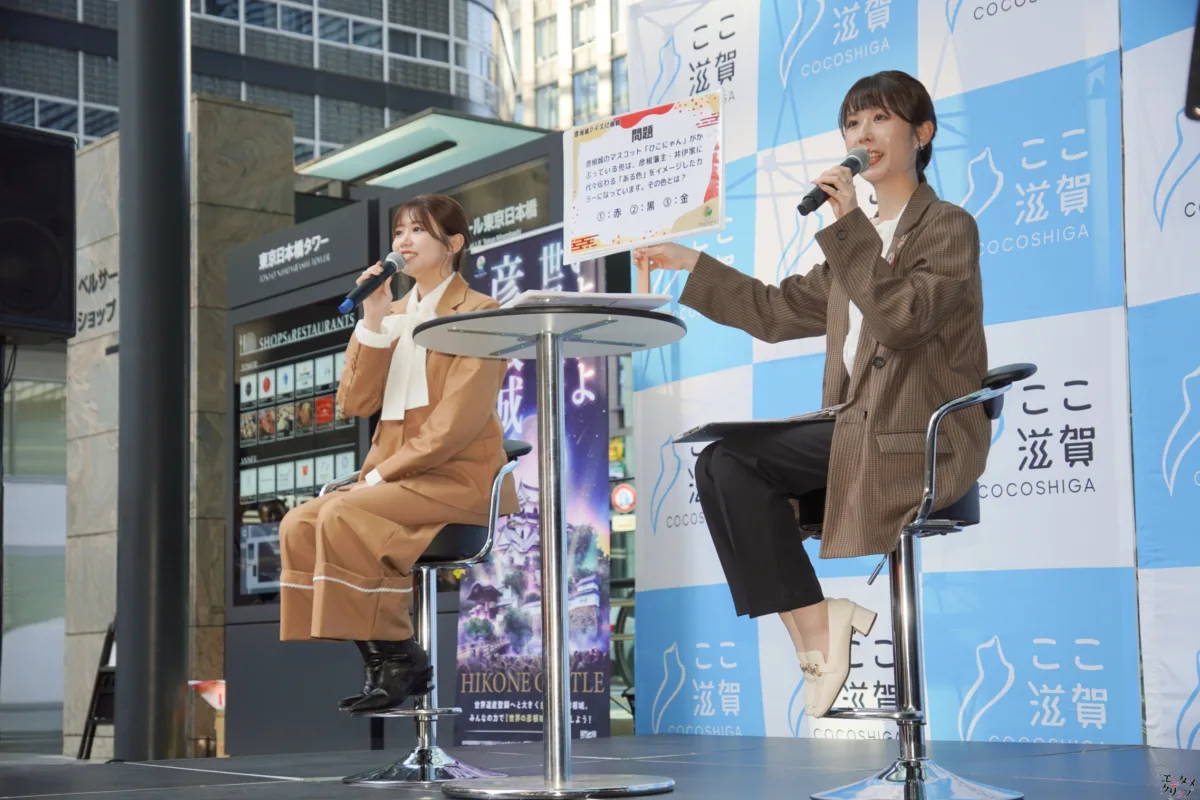 元櫻坂46・武元唯衣、ひこにゃんと共に彦根城の世界遺産登録を応援！東京・日本橋「ここ滋賀」で地元愛を語る